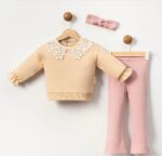 Σετ 3 pcs με δαντέλα στο γιακά & κορδέλα LMB